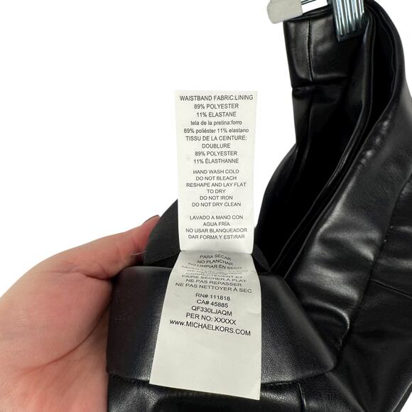 NWT Michael Michael Kors Rocker Edgy Faux Leather Legging Pants Felt Lined Large - Picture 12 of 13